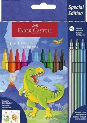 Fixy "Dinosaurus", 10 barev + 3 metalické fixy, FABER-CASTELL 554214