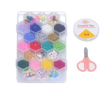 Korálky set + provázek + nůžky + zapínání