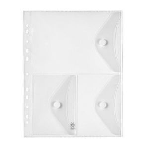 Spisové desky s drukem "Pockets", transparentní, A4, PP, 3 kapsy, s děrováním, VIQUEL 4780
