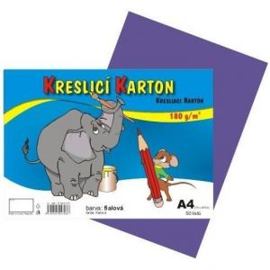 Kreslicí karton barevný A4/50/180g - filaová, STEPA