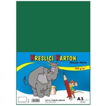 Kreslicí karton barevný A3/50/180g - tmavě zelená, STEPA