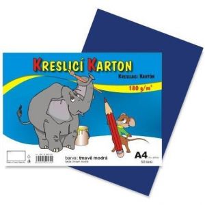 Kreslicí karton barevný A4/50/180g - tmavě modrá, STEPA