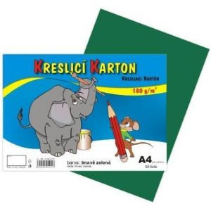 Kreslicí karton barevný A4/50/180g - tmavě zelená, STEPA