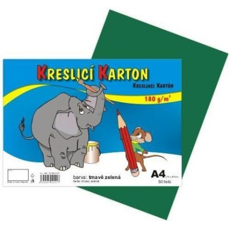 Kreslicí karton barevný A4/50/180g - tmavě zelená, STEPA