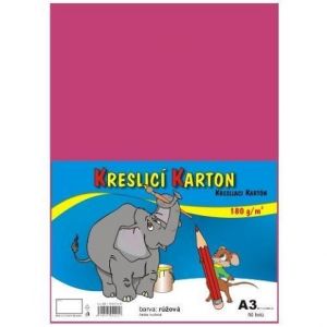 Kreslicí karton barevný A3/50/180g - růžová, STEPA
