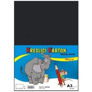 Kreslicí karton barevný A3/50/180g - černá, STEPA