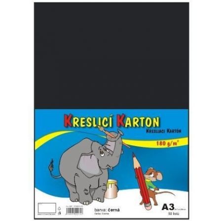 Kreslicí karton barevný A3/50/180g - černá, STEPA