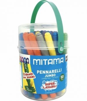 Fixy JUMBO, sada, 50 ks, omyvatelné, 5 mm, kulaté, MITAMA 62875