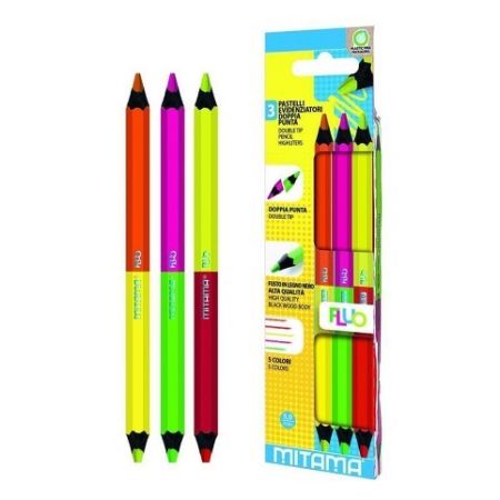 Barevné pastelky NEON JUMBO, oboustranné, 3 ks, MITAMA 61919