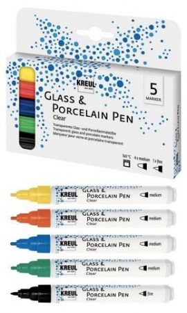 Sada Fix CLEAR na porcelán a sklo, 5 barev, KREUL