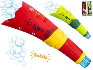 Bublifukovač pochodeň 26cm na baterie se světlem