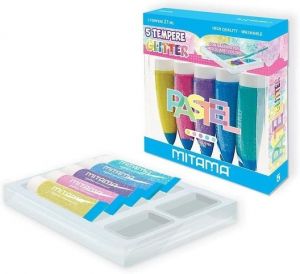 Temperové barvy se třpytkami, sada 5 barev, tuba se štětcem, MITAMA 62879