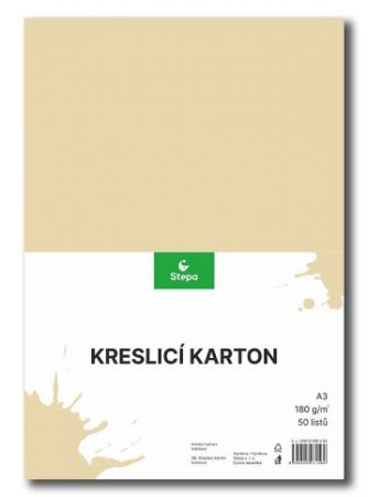 Kreslicí karton barevný A3/50/180g - krémová, STEPA