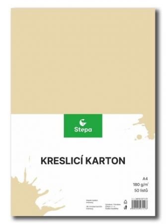 Kreslicí karton barevný A4/50/180g - krémová, STEPA