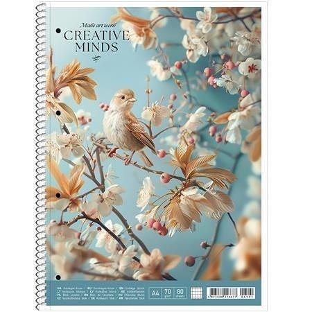 Spirálový sešit "College Block Creative Minds", mix motivů, A4, čtverečkovaný, 80 listů, S