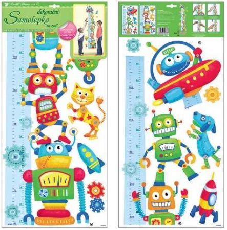 Samolepky na zeď dětský metr roboti 120x32cm