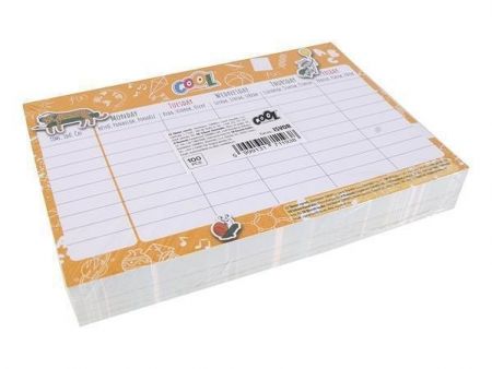 Rozvrh, žlutá / zelená, A5, oboustranný, 100 ks/ balení, COOL BY VICTORIA