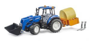BRUDER 02187 (2187) New Holland T5.120 s čelním nakladačem, sklápěcím boxem a vidlemi