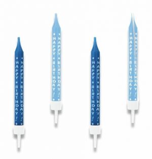 Svíčky narozeninové modré s potiskem 10ks