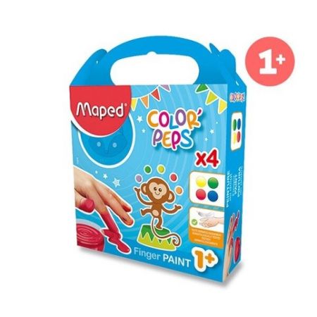Prstové barvy MAPED Color&#39;Peps v kalíšcích 80g 4 barvy
