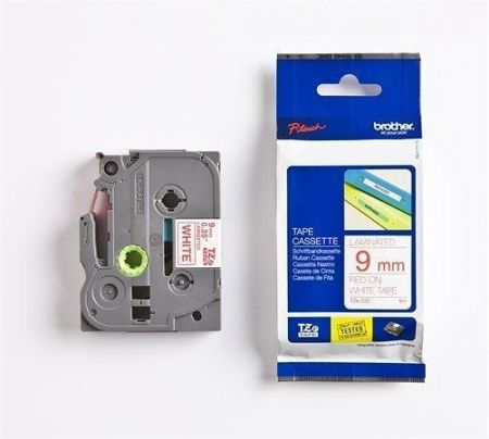 Tape, 9 mm x 8 m, BROTHER, "TZe-222" white-red