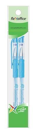 Gelové pero "Handle", modrá, 0,2mm, s uzávěrem, 2ks/blister, modrý inkoust, FLEXOFFICE 