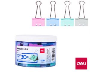 Binder clip 32mm, 24ks "BEZ NÁMAHY" DELI E8553S