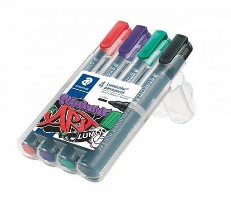 Permanentní popisovače "Lumocolor 352", 4 barvy, 2 mm, kuželový hrot, STAEDTLER 352 WP4-1