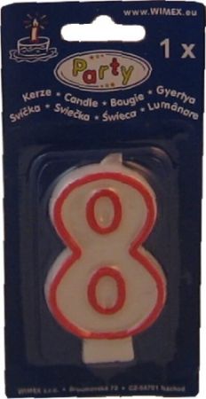 Svíčka "8" dortová 75mm