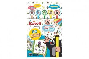 Aktivity Krtek s 1 tužkou, 5 gumami, 4 pastelkami na kartě 17x27cm