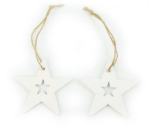 Dekorace Hvězdy k zavěšení dřevěné bílé