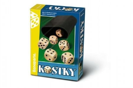 Kostky cestovní společenská hra+kalíšek dřevo