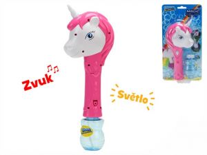 Bublifukovač jednorožec 23cm 130ml na baterie se světlem a zvukem