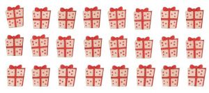 Dřevěné dárky s lepíkem 2,5 cm, 24 ks 