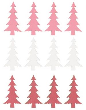 Dřevěné dekorace 4 cm, 12 ks v sáčku