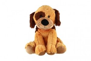 Pes/Pejsek sedící plyš 38cm hnědý v sáčku 0+