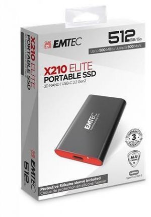 SSD (externí paměť) "X210", 512GB, USB 3.2, 500/500 MB/s, EMTEC ECSSD512GX210