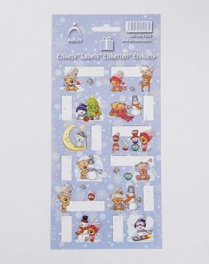 Vánoční etikety na dárky - medvídci kulíšci