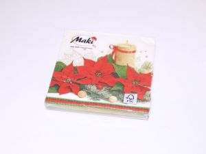 Ubrousky Maki L - Červená vánoční hvězda se svíčkou