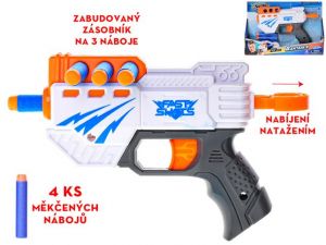 Pistole 20cm se zásobníkem pěnových nábojů 4ks 8+ v krabičce
