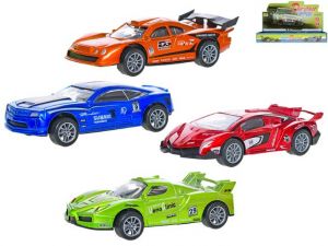 Auto závodní 10cm 1:36 kov na zpětný chod 4druhy