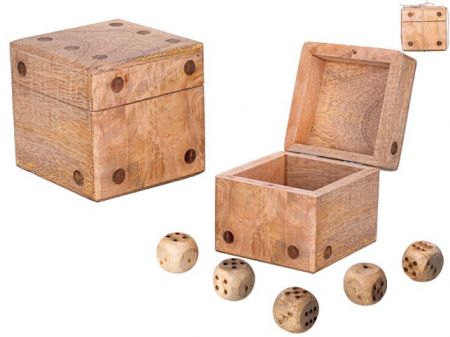 Kostka dřevěná 9x9cm s menšími kostkami 5ks