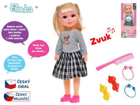Panenka Elenka 31,5cm na baterie česky mluvící s doplňky v krabičce