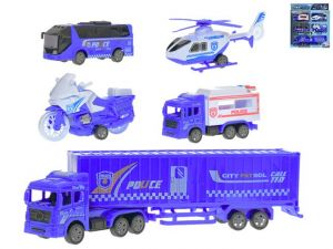 Vozidla městské policie 11-23,5cm zpětný chod 5ks v krabičce