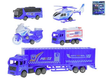 Vozidla městské policie 11-23,5cm zpětný chod 5ks v krabičce