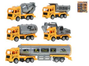 Vozidla stavební 11-23,5cm zpětný chod 5ks v krabičce