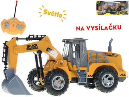 R/C bagr 23cm 27MHz plná funkce na baterie se světlem v krabičce