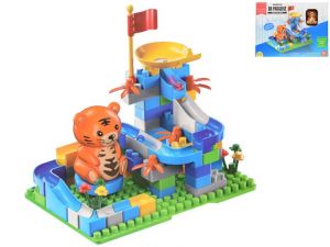 Stavebnice 87ks s dráhou a zvířátkem v krabičce