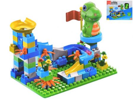 Stavebnice 91ks s dráhou a zvířátkem v krabičce