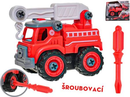 Auto hasiči šroubovací 13cm volný chod v krabičce